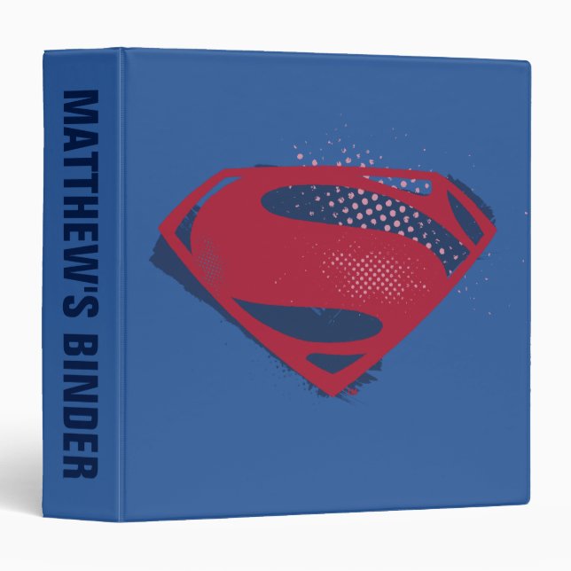 Justice League | Brush & Halftone Superman Symbol Binder (Front/Spine)