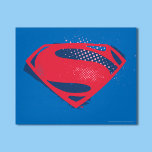 Justice League | Brush & Halftone Superman Symbol Canvas Print<br><div class="desc">Check out Justice League Superman's red S-Shield logo,  drawn on top of blue paint brush strokes and accented with halftone dots that give it a nostalgic comic book feel.</div>