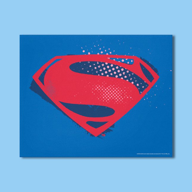 Justice League | Brush & Halftone Superman Symbol Canvas Print (Creator Uploaded)