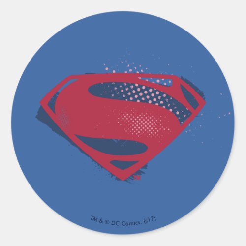 Justice League  Brush  Halftone Superman Symbol Classic Round Sticker