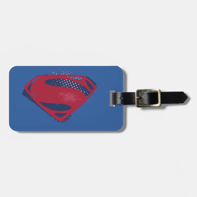 Justice League | Brush & Halftone Superman Symbol Luggage Tag (Front Horizontal)