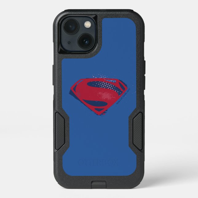 Justice League | Brush & Halftone Superman Symbol Otterbox iPhone Case (Back)