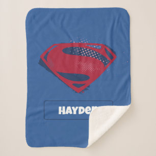 Justice League   Brush & Halftone Superman Symbol Sherpa Blanket