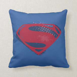 Justice League   Brush & Halftone Superman Symbol Throw Pillow
