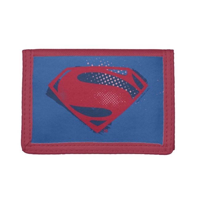 Justice League | Brush & Halftone Superman Symbol Trifold Wallet (Front)