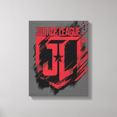 Justice League  Brushed Paint JL Shield Canvas Print