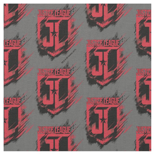 Justice League | Brushed Paint JL Shield Fabric (Close Up)