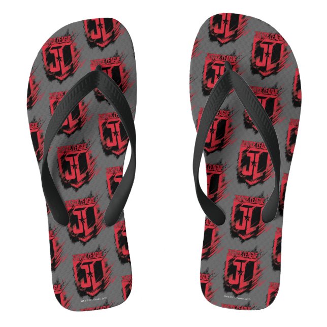 Justice League | Brushed Paint JL Shield Flip Flops (Footbed)