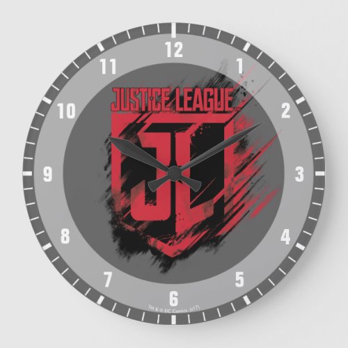 Justice League  Brushed Paint JL Shield Large Clock