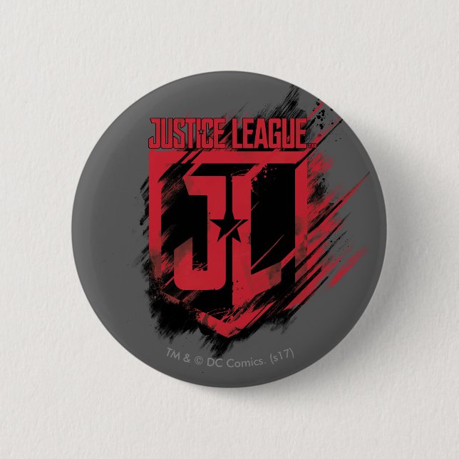 Justice League | Brushed Paint JL Shield Pinback Button (Front)