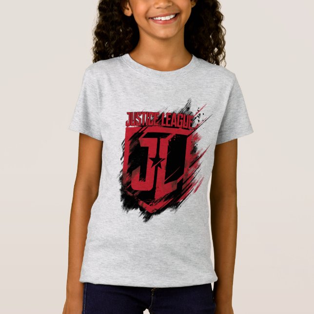 Justice League | Brushed Paint JL Shield T-Shirt (Front)