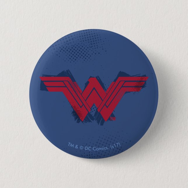 Justice League | Brushed Wonder Woman Symbol Button (Front)