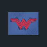 Justice League | Brushed Wonder Woman Symbol Canvas Print<br><div class="desc">Check out this red Wonder Woman symbol from the Justice League movie. Wonder Woman's logo is accented with blue paint brush strokes underneath and some scattered halftone dots on top that gives the graphic a nostalgic comic book appearance.</div>