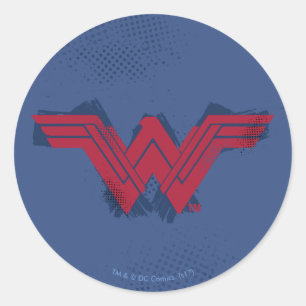 Justice League Brushed Wonder Woman Symbol Classic Round Sticker