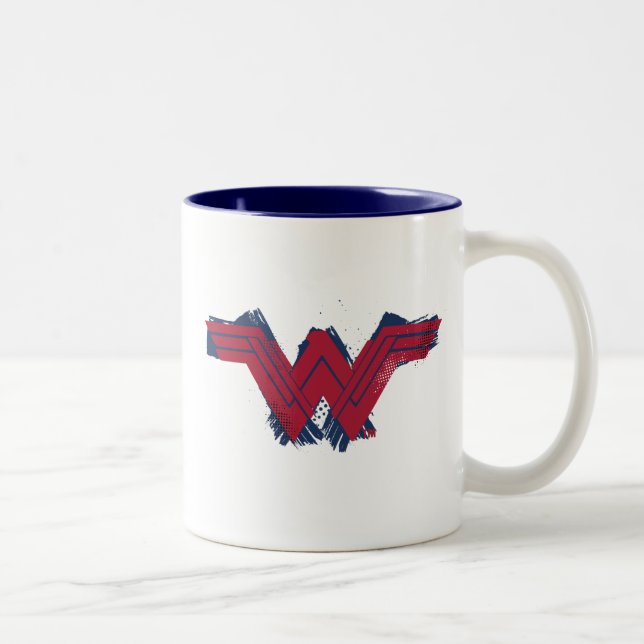 Justice League | Brushed Wonder Woman Symbol Two-Tone Coffee Mug (Right)