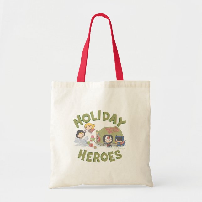 Justice League Chibi Delivering Presents Tote Bag (Front)