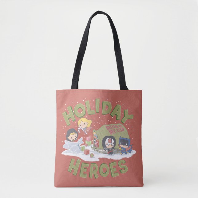 Justice League Chibi Delivering Presents Tote Bag (Front)