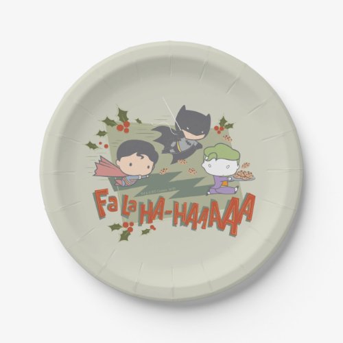Justice League Chibi Holiday Cookie Chase Paper Plates