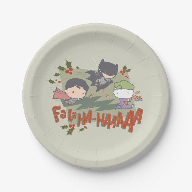 Justice League Chibi Holiday Cookie Chase Paper Plates (Front)