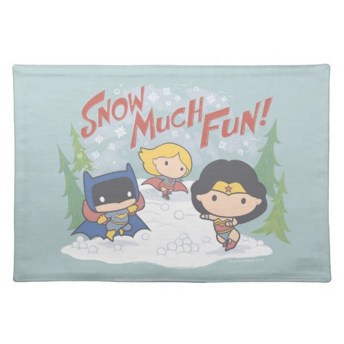 Justice League Chibi Snowball Fight Cloth Placemat