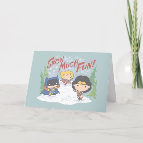 Justice League Chibi Snowball Fight Holiday Card