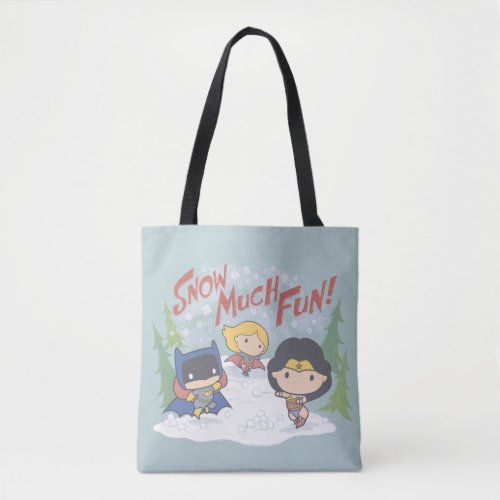 Justice League Chibi Snowball Fight Tote Bag