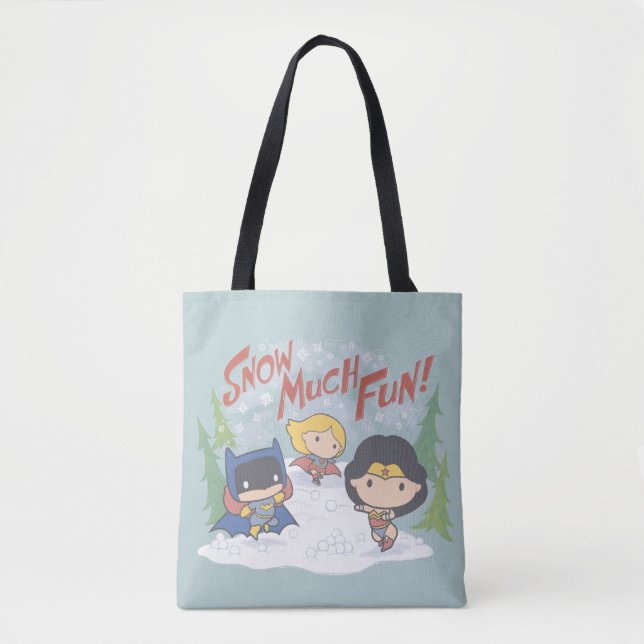 Justice League Chibi Snowball Fight Tote Bag (Front)