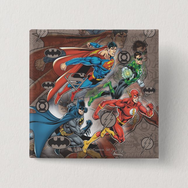 Justice League Collage Pinback Button (Front)
