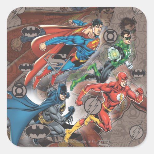 Justice League Collage Square Sticker