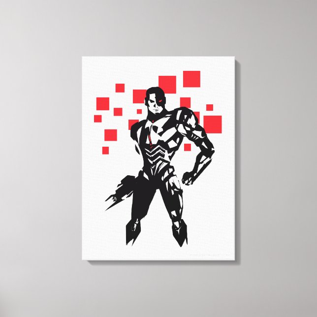 Justice League | Cyborg Digital Noir Pop Art Canvas Print (Front)