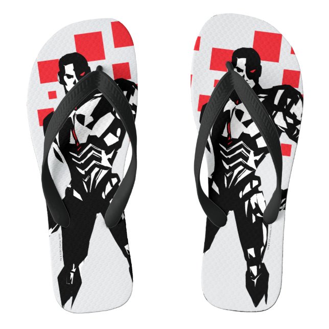 Justice League | Cyborg Digital Noir Pop Art Flip Flops (Footbed)