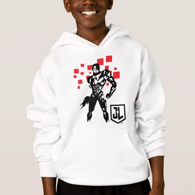 Justice League | Cyborg Digital Noir Pop Art Hoodie (Front)