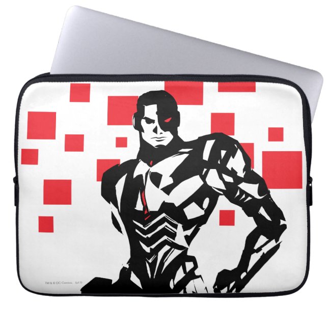 Justice League | Cyborg Digital Noir Pop Art Laptop Sleeve (Front)