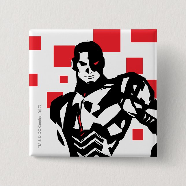 Justice League | Cyborg Digital Noir Pop Art Pinback Button (Front)