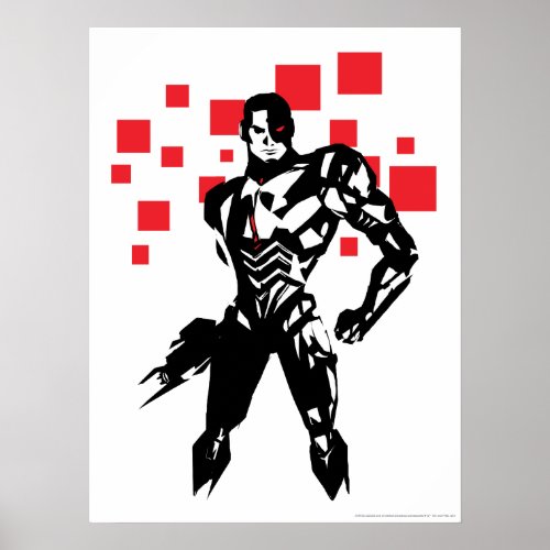 Justice League  Cyborg Digital Noir Pop Art Poster