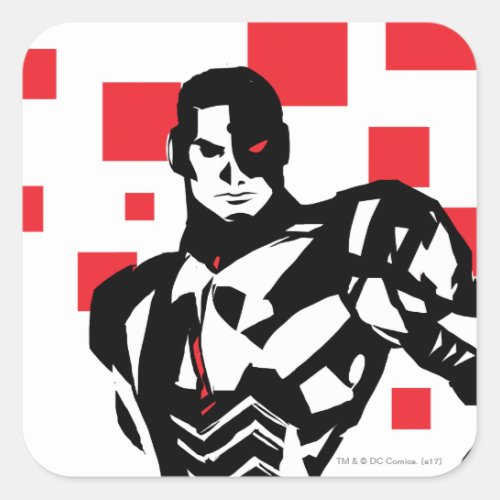 Justice League  Cyborg Digital Noir Pop Art Square Sticker