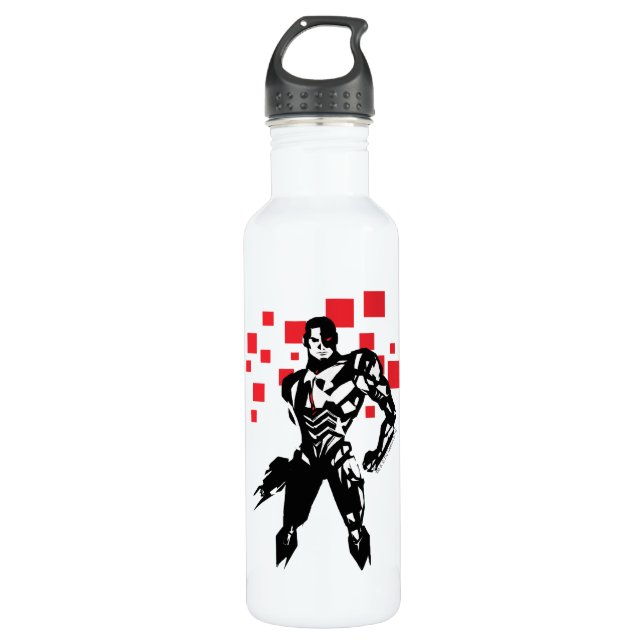 Justice League | Cyborg Digital Noir Pop Art Water Bottle (Front)