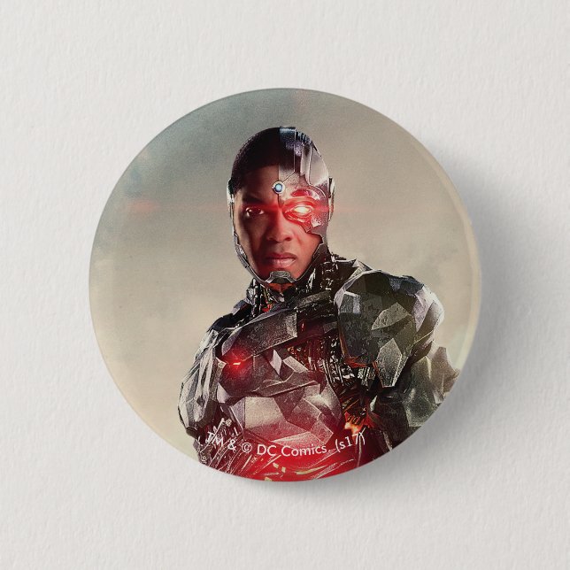 Justice League | Cyborg On Battlefield Button (Front)