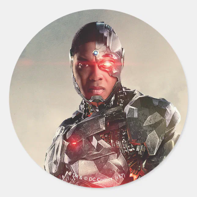 Justice League | Cyborg On Battlefield Classic Round Sticker | Zazzle