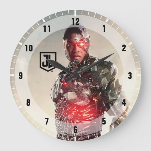Justice League  Cyborg On Battlefield Large Clock