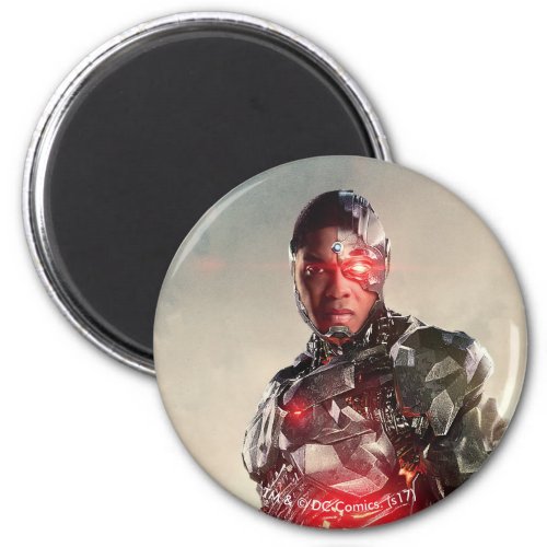 Justice League  Cyborg On Battlefield Magnet
