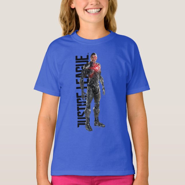 Justice League | Cyborg On Battlefield T-Shirt (Front)