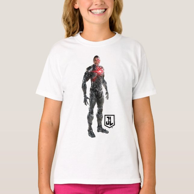 Justice League | Cyborg On Battlefield T-Shirt (Front)