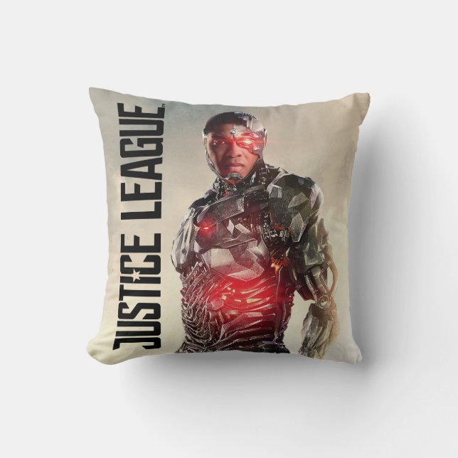 Justice League | Cyborg On Battlefield Throw Pillow (Front)