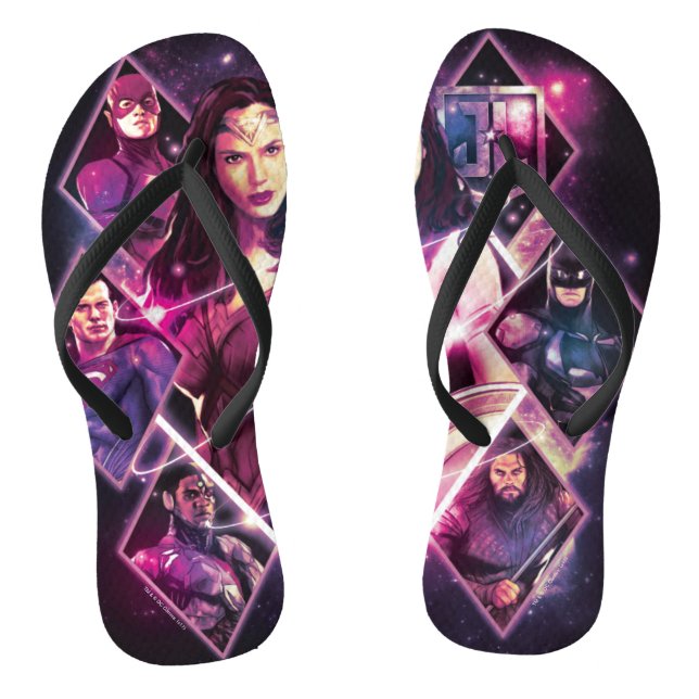 Justice League | Diamond Galactic Group Panels Flip Flops (Footbed)