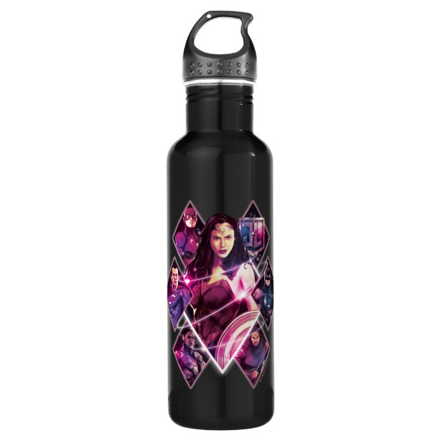 Justice League | Diamond Galactic Group Panels Stainless Steel Water Bottle (Front)
