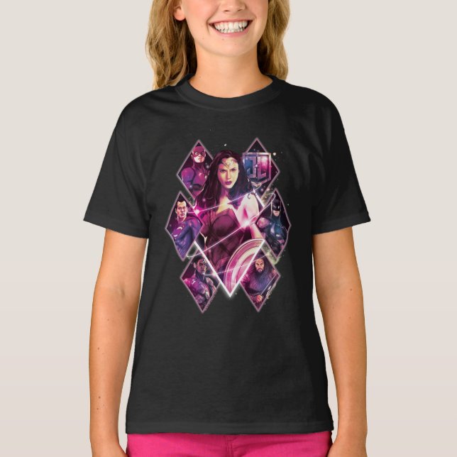 Justice League | Diamond Galactic Group Panels T-Shirt (Front)