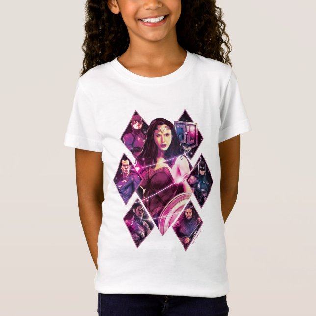 Justice League | Diamond Galactic Group Panels T-Shirt (Front)