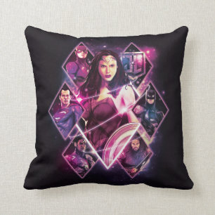 Justice League Diamond Galactic Group Panels Throw Pillow