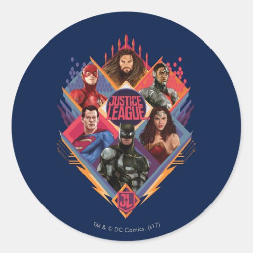 Justice League  Diamond Hatch Group Badge Classic Round Sticker